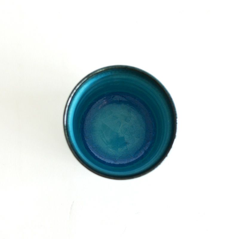 ギャラリービューアに画像をロードする, Mino Ware Crackled-Glaze Soba Choko （美濃焼 -Mino Ware 貫入そば猪口）,blue ,image from above, NANIKOKO
