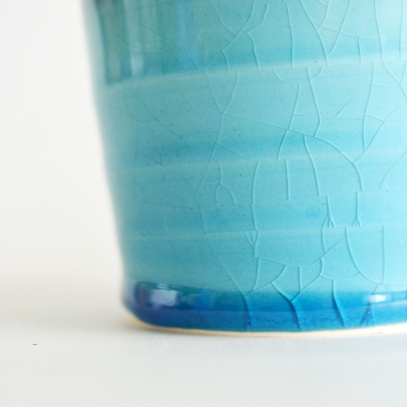 ギャラリービューアに画像をロードする, Mino Ware Crackled-Glaze Soba Choko （美濃焼 -Mino Ware 貫入そば猪口）,blue ,bottom upNANIKOKO
