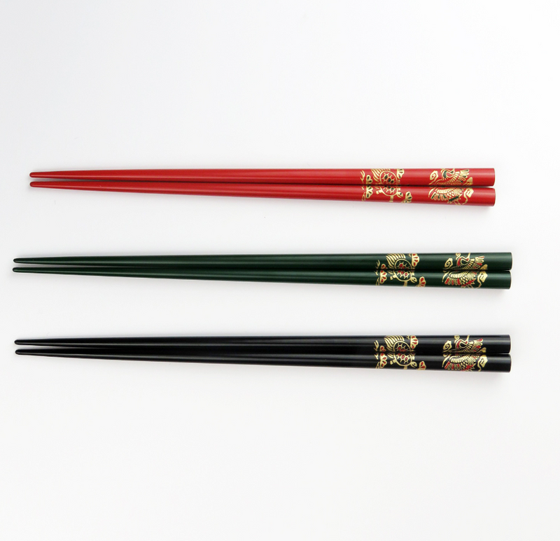 Load image into Gallery viewer, Wajima Urushi Chopsticks,Red ,Green, Black,  Ranes and Turtles, NANIKOKO
