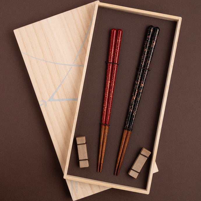 Lacquer Octagon Chopsticks and Chopstick Pair Set, NANIKOKO