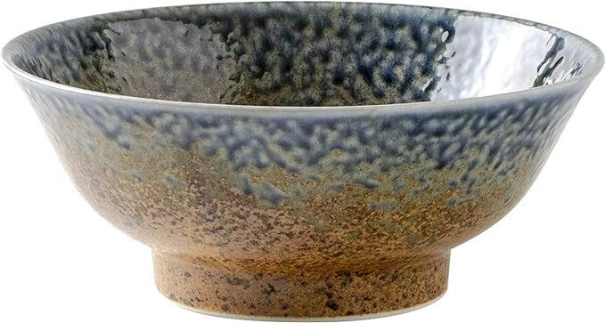 Mino Ware Ramen Bowl 砂地藍流し (Sunajiainagashi)