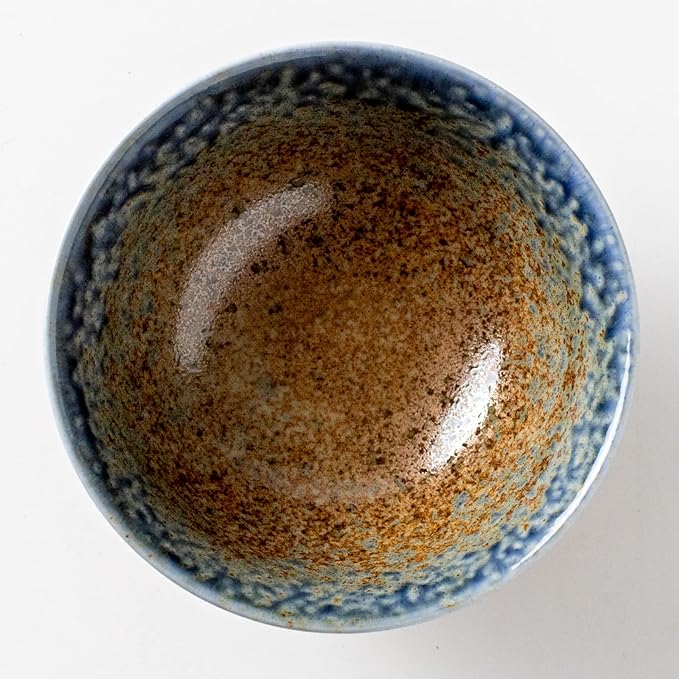 ギャラリービューアに画像をロードする, Mino Ware Bowl 砂地藍流し (Sunajiainagashi), image from above, NANIKOKO
